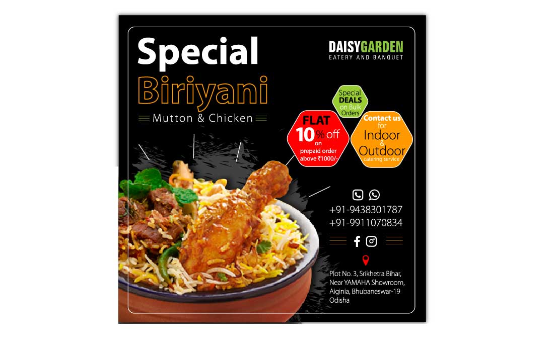 Special Biriyani Social media Design for Daisy Garden by ipassion New Delhi NCR
